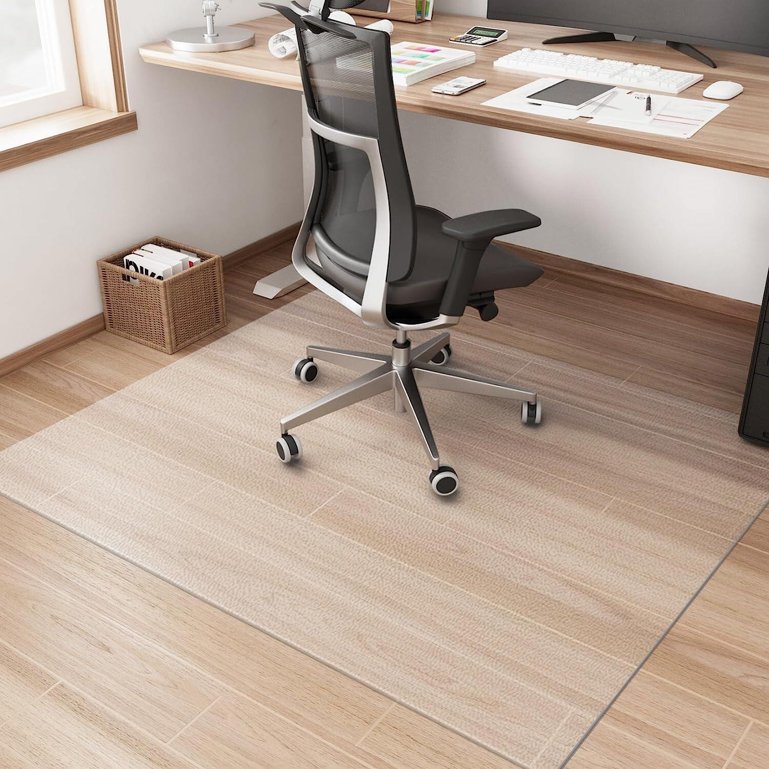 Office Chair Mat for Floors Heavy Duty Floor Mats for Computer Desk, Easy Glide for Chairs Flat Without Curling Clear Dirt Resistant & Easy to Clean Anti-Slip Multi-Purpose Hard Carpet Home Rug Rectangle