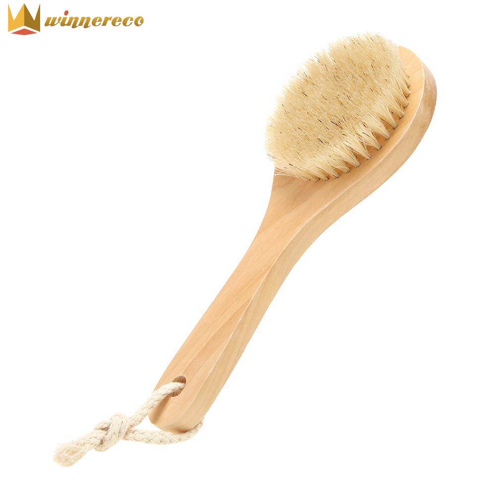 Soft Natural Bristle Wood Oval Body Bath Brush SPA Shower Massage Scrubber