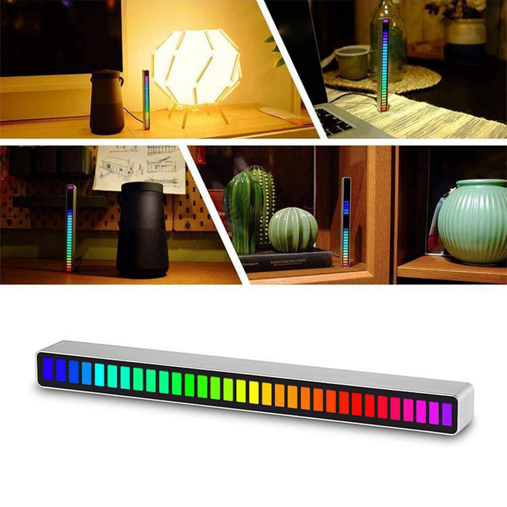 Cuguu 【ready stocked】multicolor sound control light USB/rechargeable battery app control 32 led computer car activated audio sensor strip lights