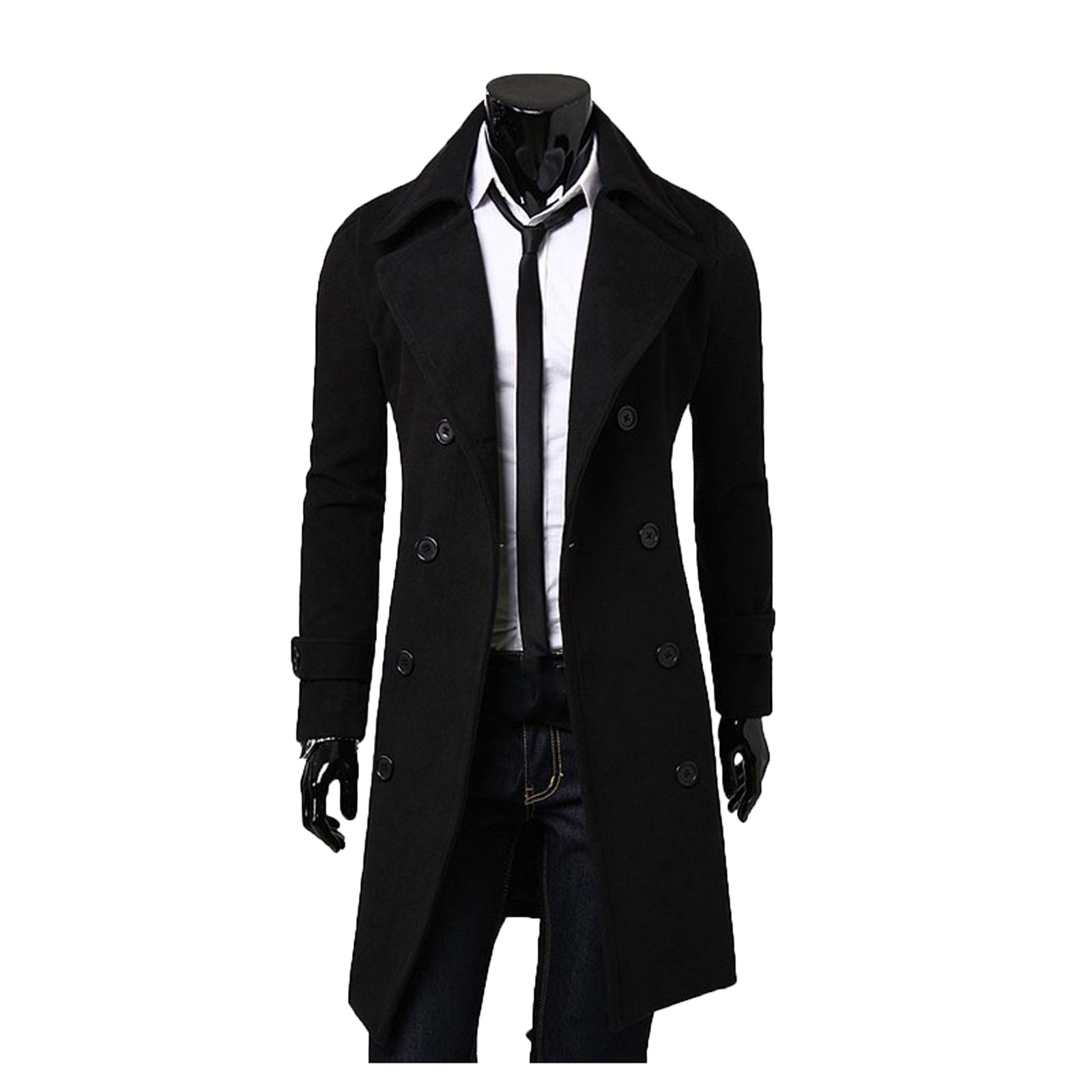 Rainny Winter Men Slim Stylish Trench Coat Double Breasted Long Jacket