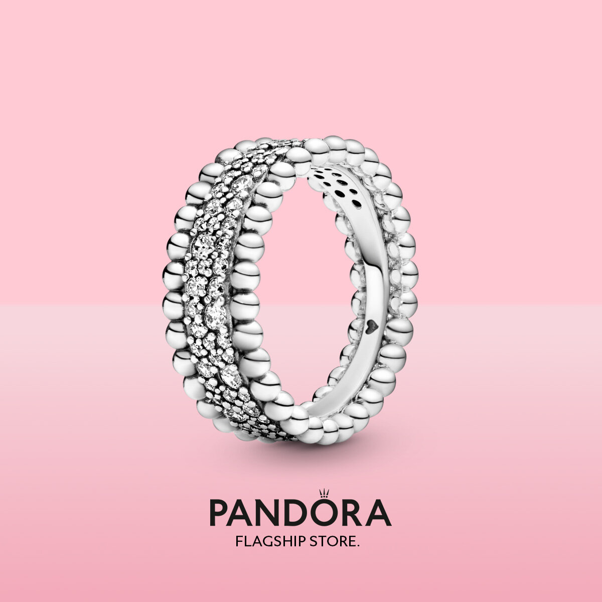 2021 Original Pandoras Beaded Pav?Band Ring