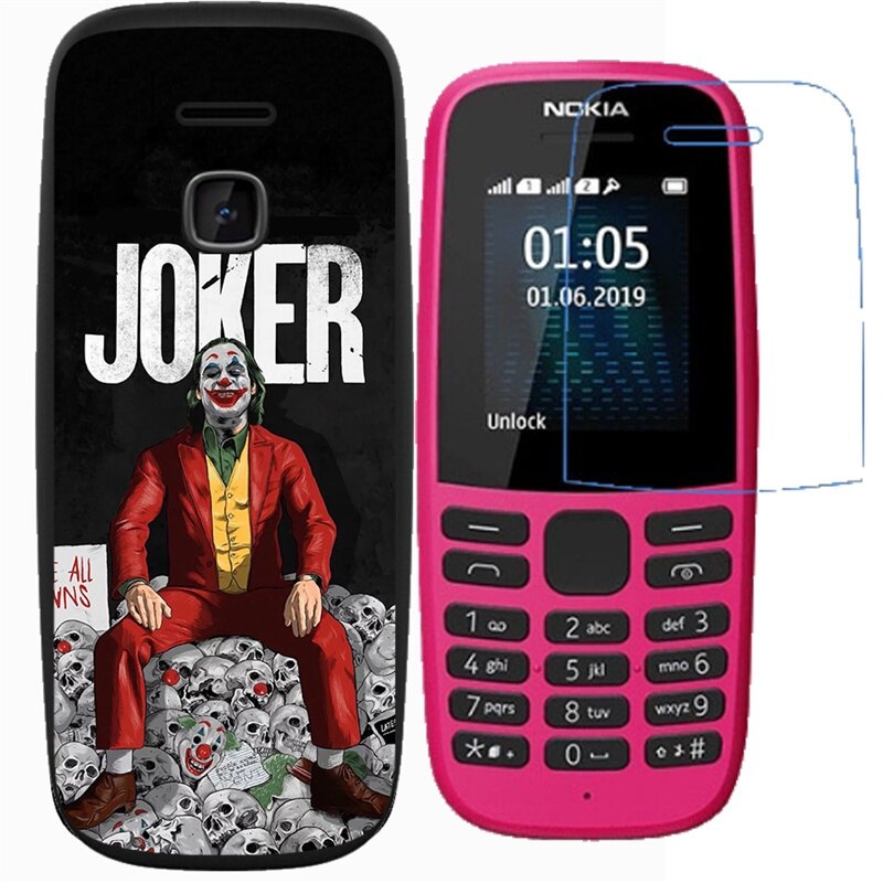 Nokia 105 2017 2019 Phone Case Creative pattern Shockproof Silicone Soft Case Cover with Explosion-proof Membrane Protective Screen Soft Film