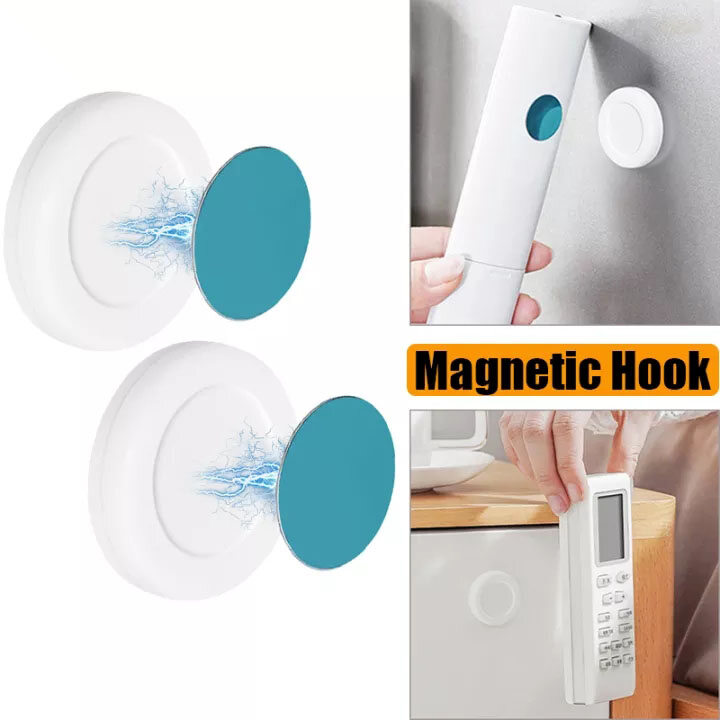 1/2Pcs Từ Hai Mặt Hút Tường Móc Tủ Lạnh Nam Châm Nhãn Dán Móc Áo Điều Khiển Từ Xa Tường Chủ Nhà Tổ Chức Móc