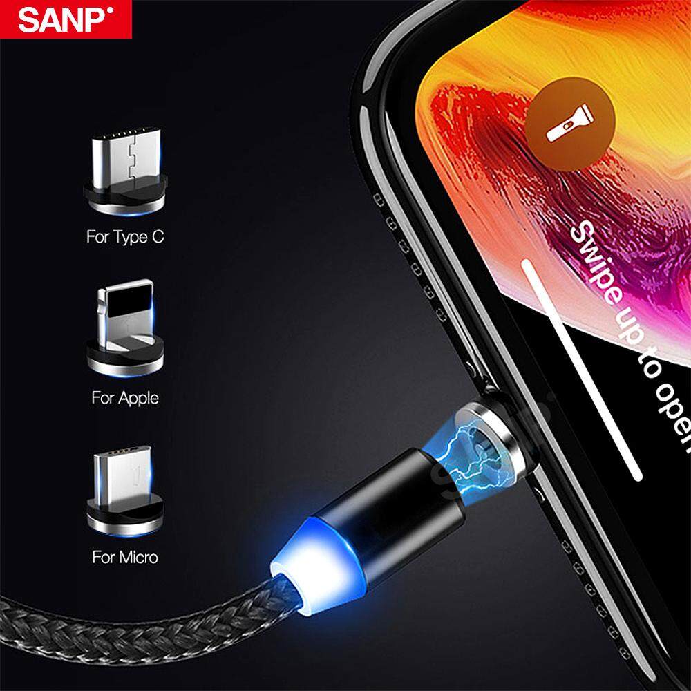 1M LED Magnetic USB Cable for iPhone Xs Max 8 7 6 & USB Type C
