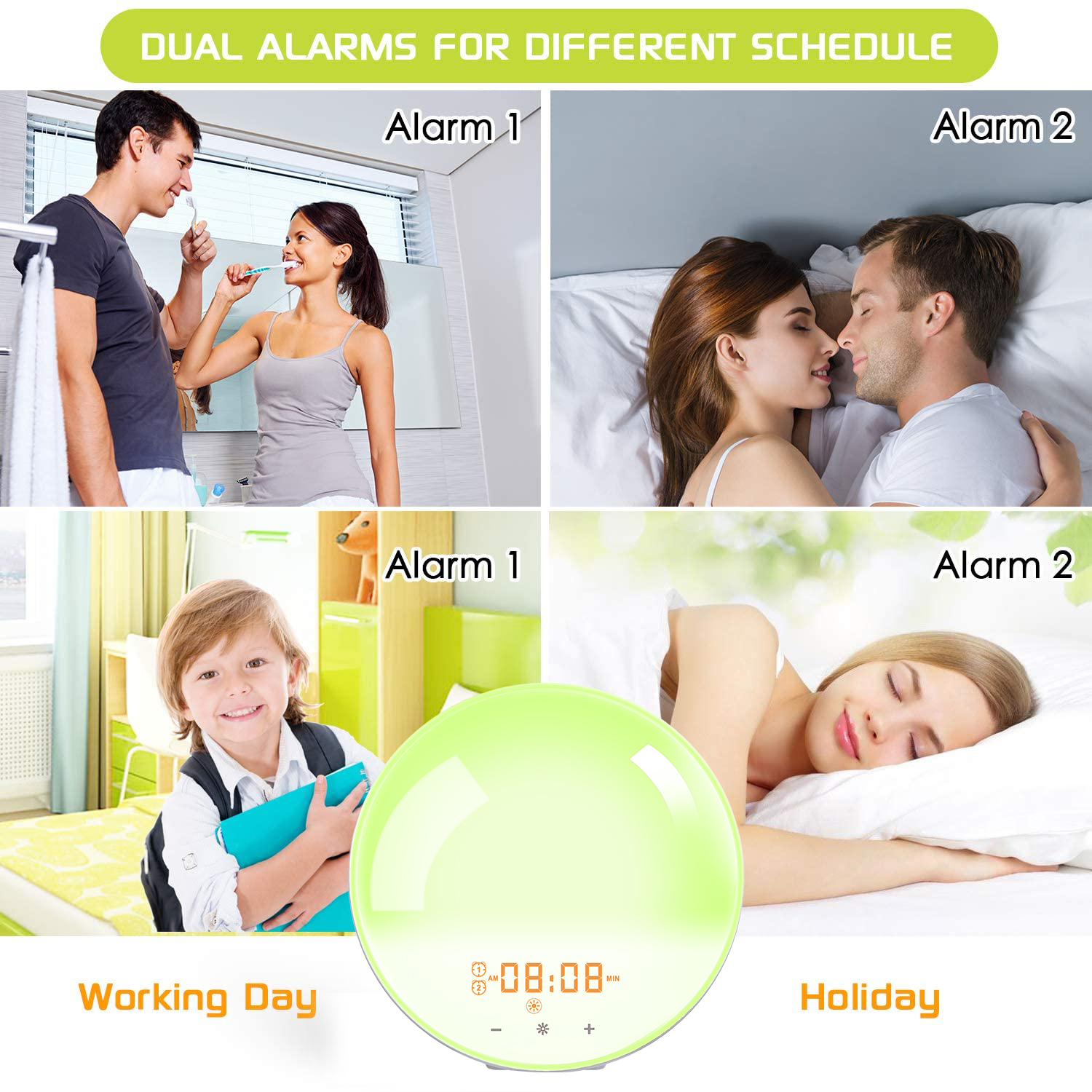 Đèn Cảm Biến Thông Minh Đèn Bàn Đồng Hồ Thông Minh Đa Năng Có Đài FM Đồng Hồ Báo Thức Đồng Hồ Báo Thức Kỹ Thuật Số Đèn Ngủ Chức Năng Báo Thức Với Ánh Sáng Mặt Trời Mô Phỏng
