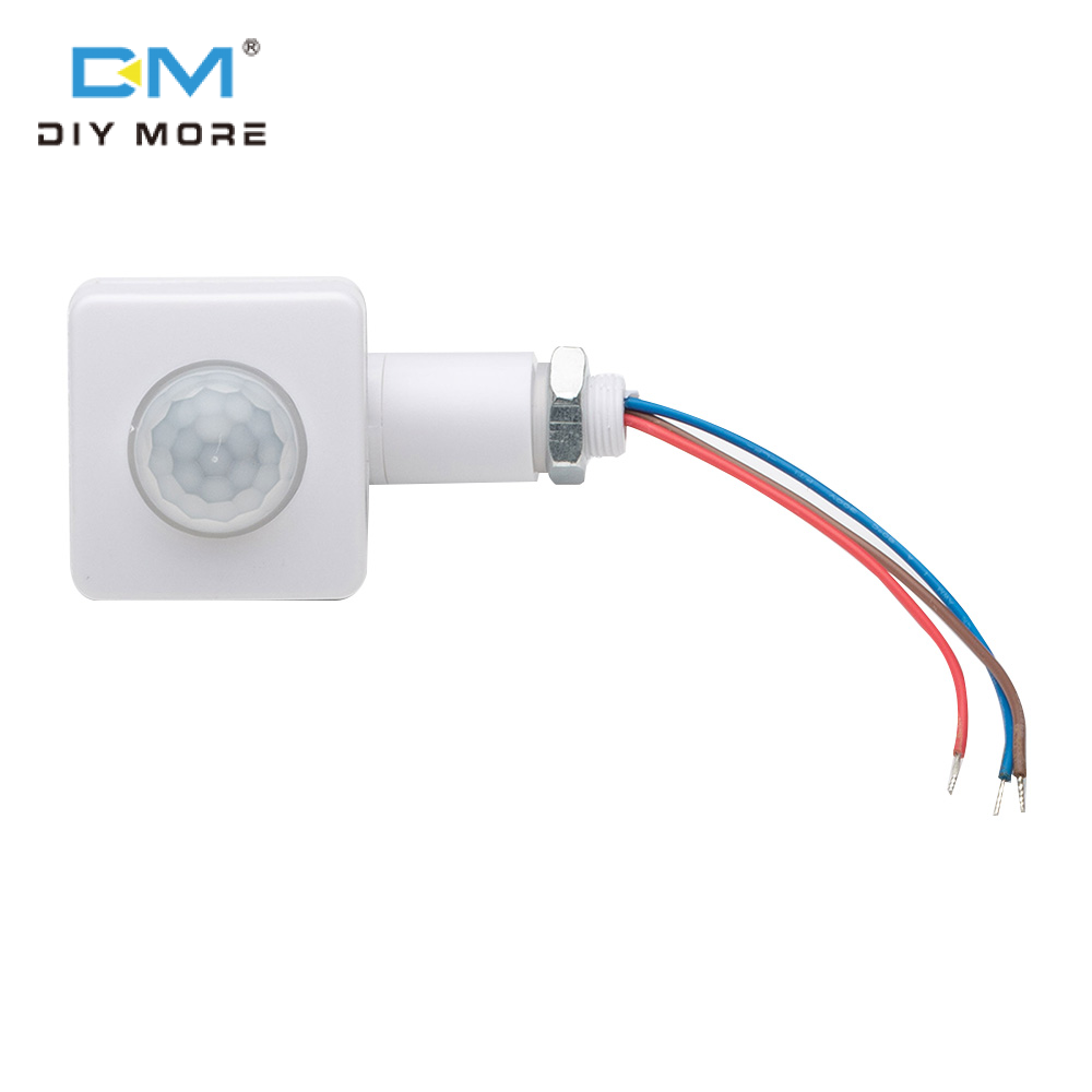 diymore Công Tắc Cảm Biến Chuyển Động Hồng Ngoại Cơ Thể Người Mini AC85-265V Đèn Pha LED Máy Dò Cảm Biến Chuyển Động PIR Cảm Biến Chuyển Động Ngoài Trời Chống Nước Công Tắc Điều Chỉnh PIR 12MM