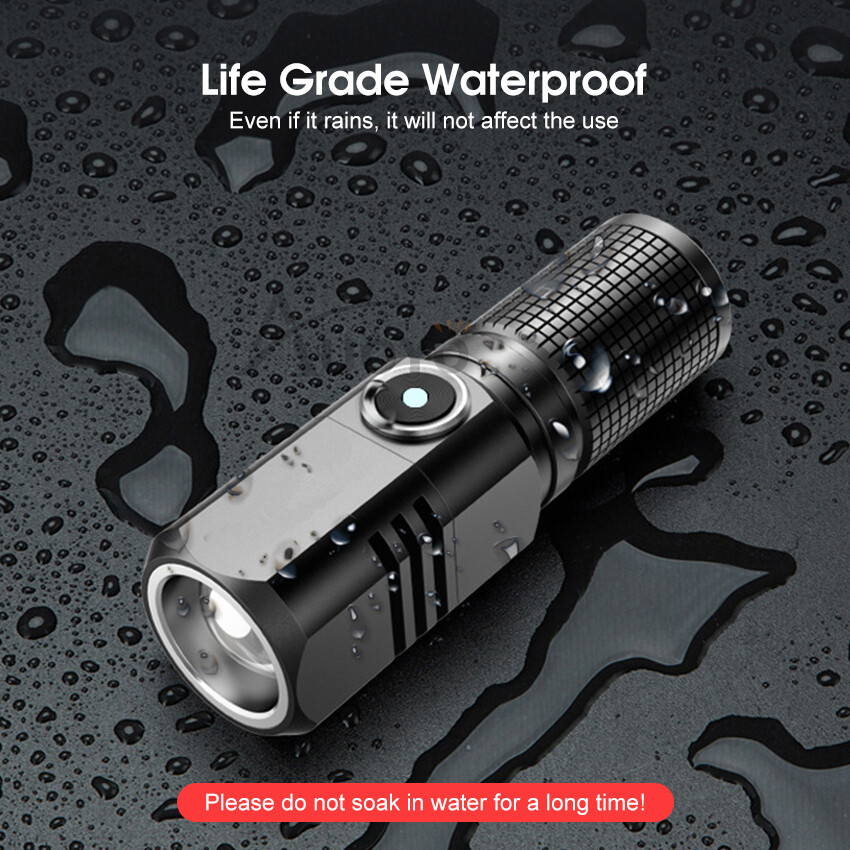 Auoyo Mini Flashlight LED Torch Light Telescopic Focus Flashlight Portable Rechargeable Flashlight Zoom Outdoor Pocket Size Waterproof Flashlight Strong Light 1000m Distance for Hiking  Camping