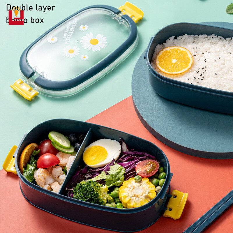 Separated lunch box two-layer cute female student lunch box microwave can be heated office worker insulation lunch box