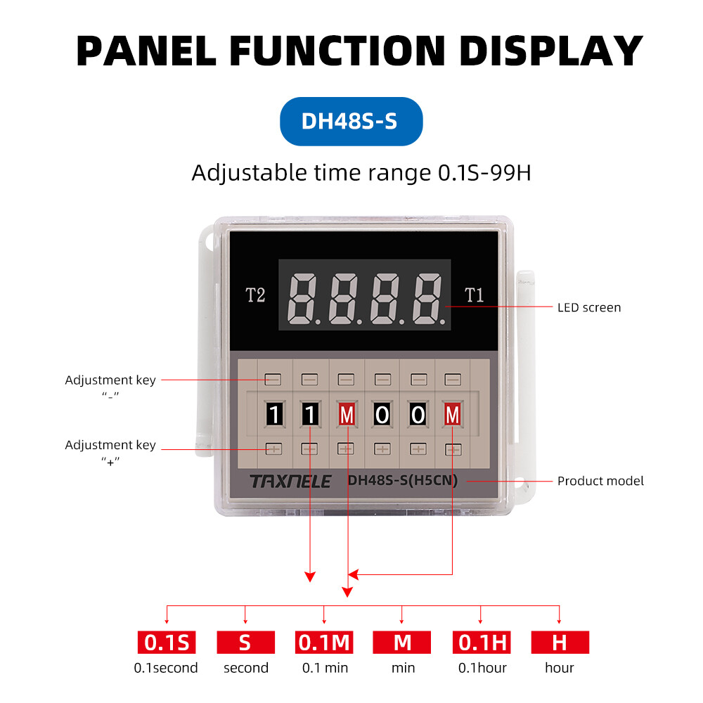 DH48S-S Rơ Le Thời Gian Trễ Kỹ Thuật Số Rơ Le Đôi Có Thể Lập Trình Rơ Le Thời Gian Lặp Lại Chu Kỳ, DC 12V 24V AC 110V 220V