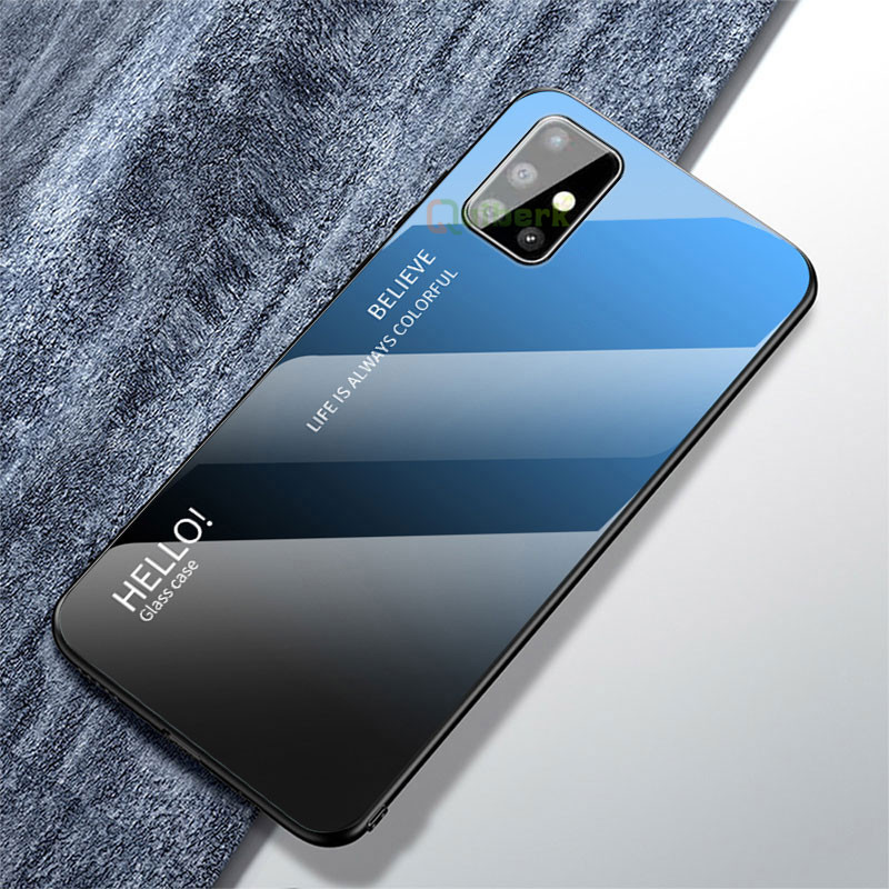 Đối với Samsung Galaxy A51 Vỏ kính cứng Gradient Chống xước Bảo vệ mặt sau