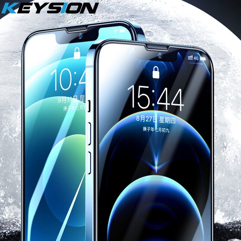 Keysion protective tempered glass for iphone 13 pro max 12 11 pro full cover screen protector for iphone 13 mini se2 xr x xs max