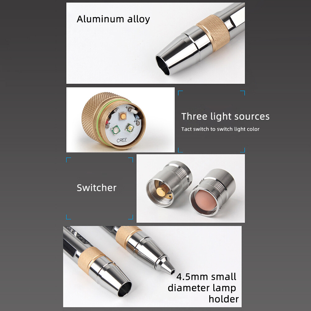 Original White/yellow/365nm ultraviolet flashlight 3 light source gemstone identification Torch rechargable UV lights lamp+18650+charger