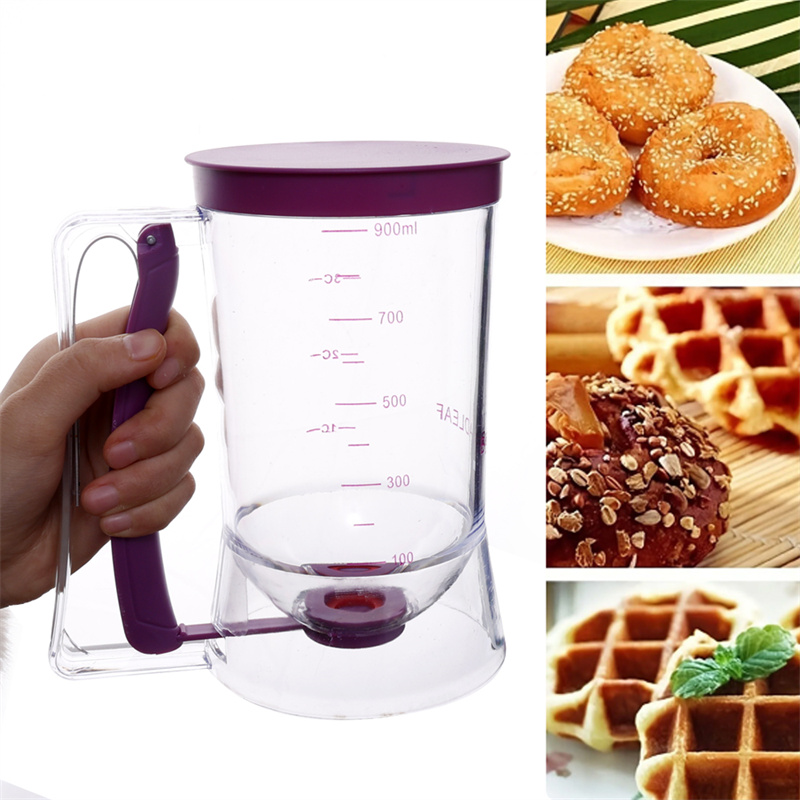 900ml Batter Dispenser Baking Cream Flour Paste Separator Pancake Cupcake Pastry Muffin Measuring Cup Funnel Kitchen Accessories