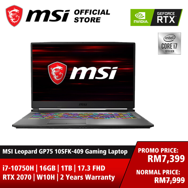 MSI Leopard GP75 10SFK-409 17.3 FHD 144Hz Gaming Laptop ( i7-10750H, 16GB, 1TB SSD, RTX2070 8GB, W10 ) Malaysia