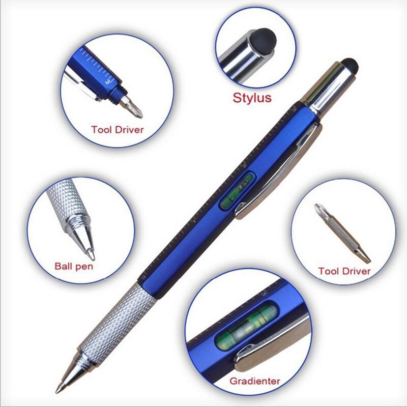 Multifunction Tool Ballpoint Pen Screwdriver Ruler Spirit Level Fit for Mens Gift