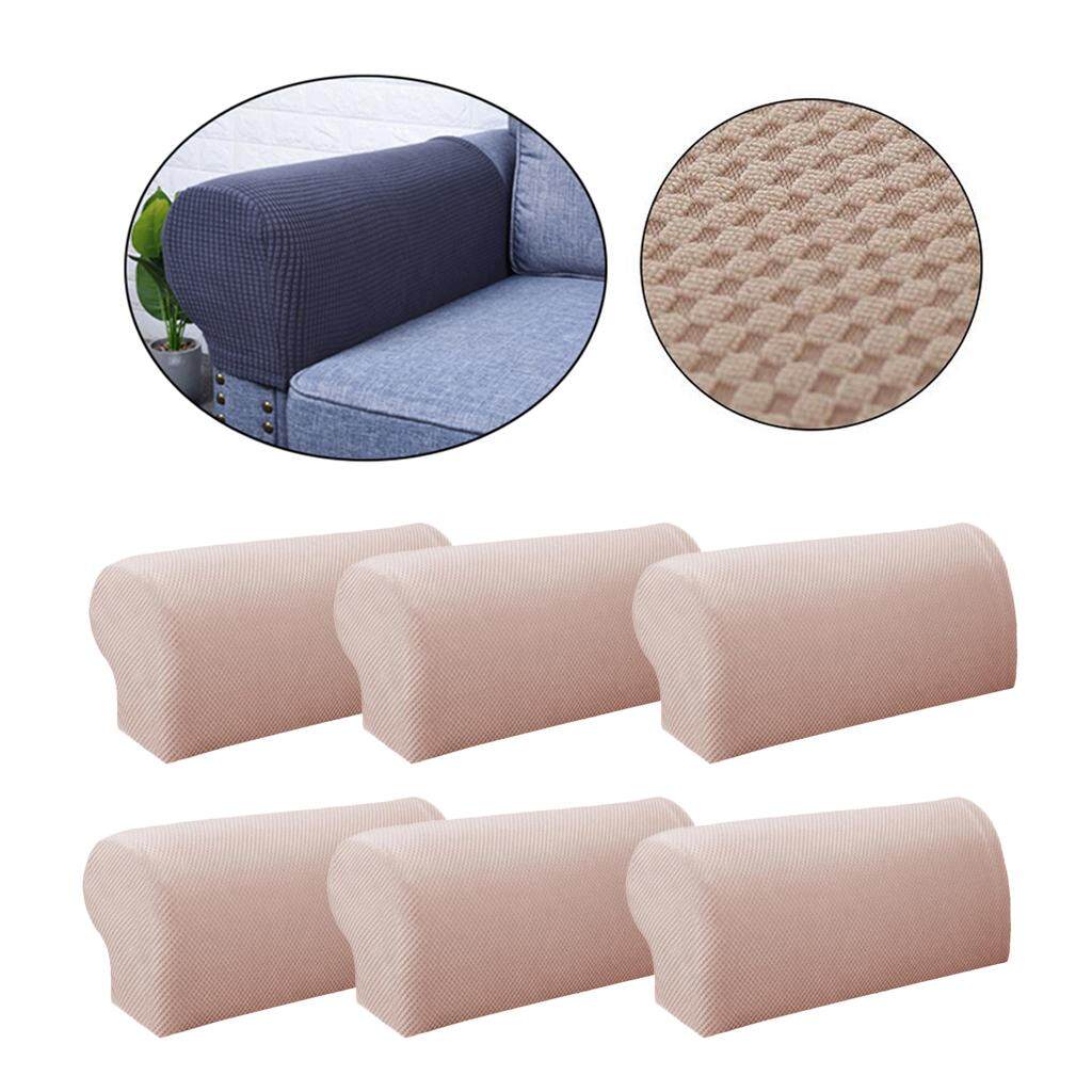 Dolity6ชิ้นยืดที่เท้าแขนโซฟา Slipcovers โซฟาที่หุ้มที่ท้าวแขน,Beige