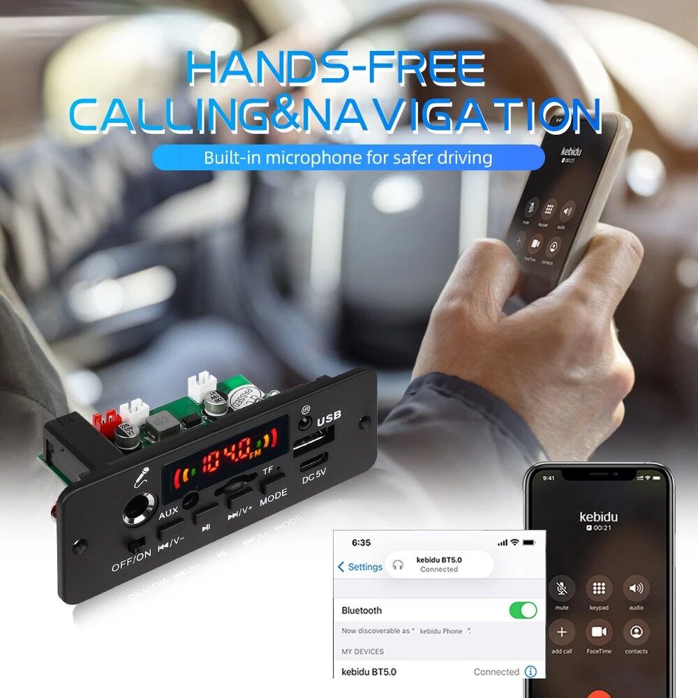 KEBIDU 10W trong nhà tự làm bộ khuếch đại kỹ thuật số bảng mạch Giải Mã MP3 5V công suất âm thanh Bluetooth FM USB Xe Hơi Máy nghe nhạc MP3 cho âm nhạc Loa siêu trầm Loa