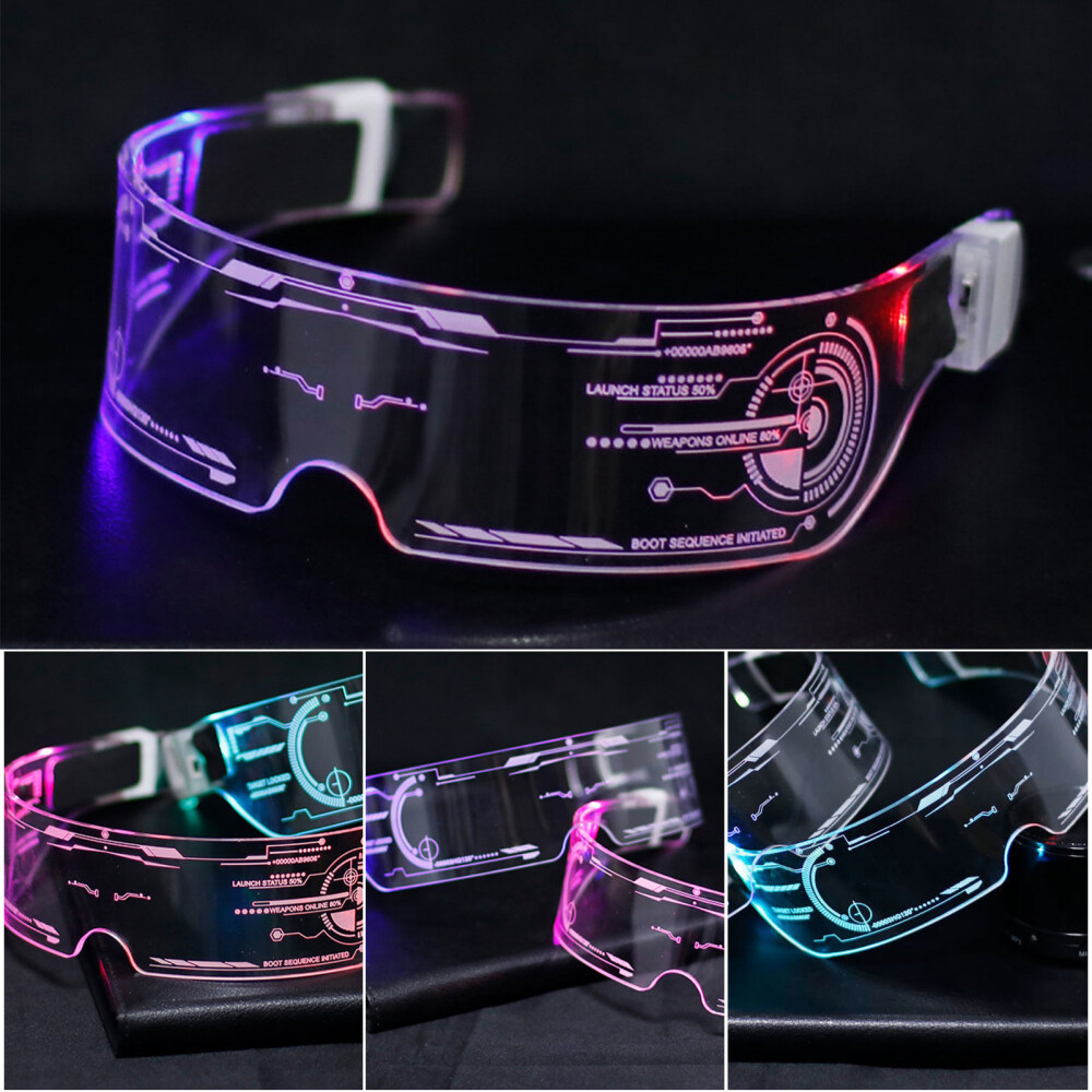 แว่นตาส่องสว่างที่มีสีสัน,แว่นตา LED,แว่นตา Visor อิเล็กทรอนิกส์แห่ง