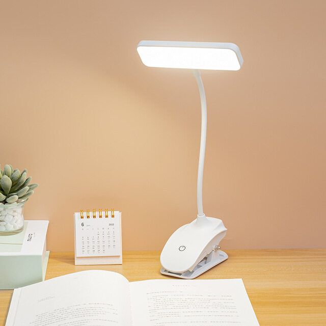 LED Desk Lamp Clip 360 Degree Rotable USB Rechargeable Reading Table