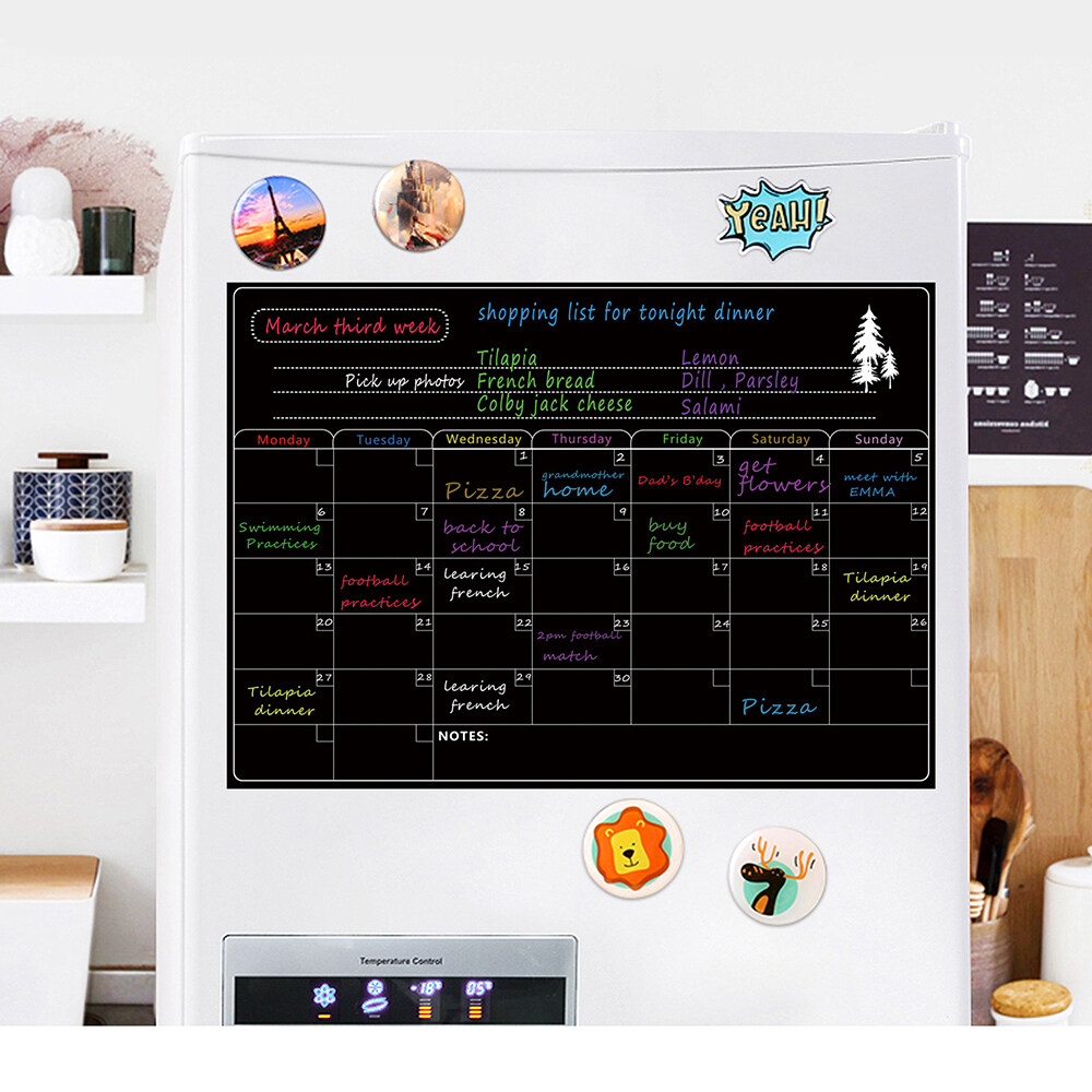 Ma-gnetic Dry Erase Board Calendar Whiteboard Refrigerator Stickers Kitchen Fridge White Board for Weekly Monthly Schedule Daily Planner To Do List