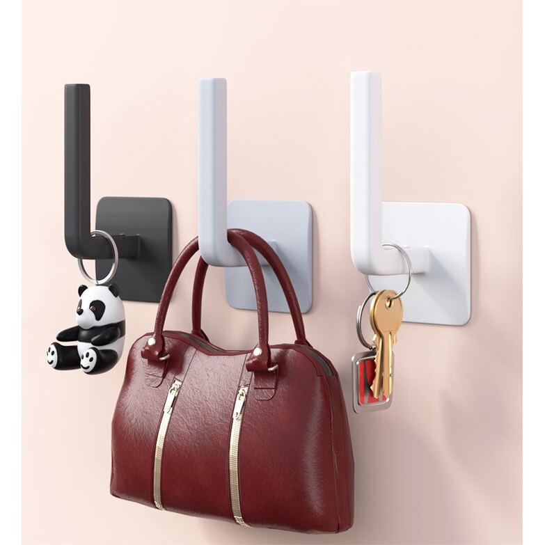 L-type Non-perforated Self-adhesive Hook Hanger Towel Roll Paper Cup Holder Multi-function Wall-mounted Kitchen Door Creative Hook