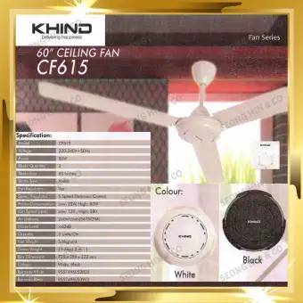 3set X Khind Ceiling Fan Cf615 Cf615b White Black 3 Year