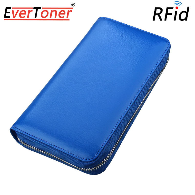 EverToner RFID Leather Women Men Wallets 36 Slots Card Holder Cell Phone Pocket Female Clutch Wallets Ladies Purse