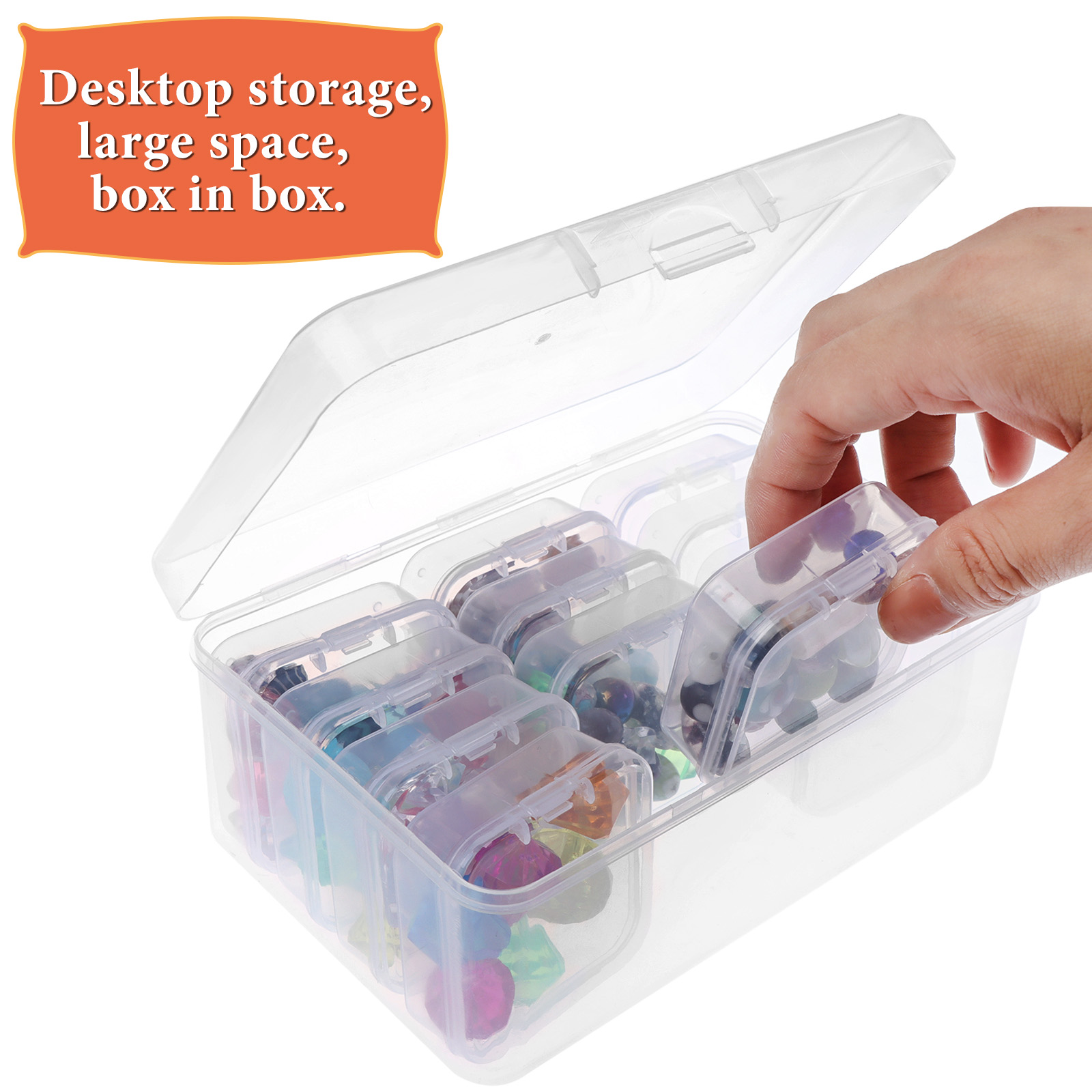 YKS 15 Pieces Plastic Storage Cases Mini Clear Plastic Storage Mixed Rectangular