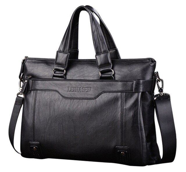 💼 Unisex Black Briefcase Business Handbag Messenger Bags Waterproof Crossbody bag PU Leather Vintage Shoulder Bag Large Capacity