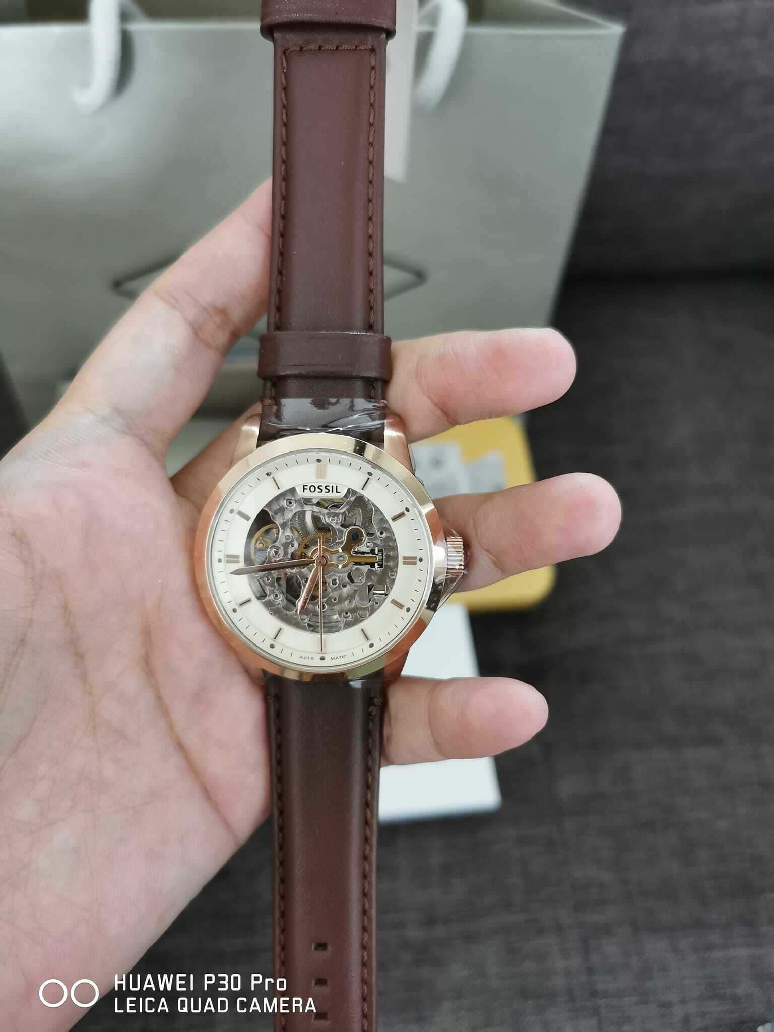 Real Photo Original Fossil Men s Townsman Automatic Brown Leather Watch ME3078 Jam Tangan Lelaki Lazada