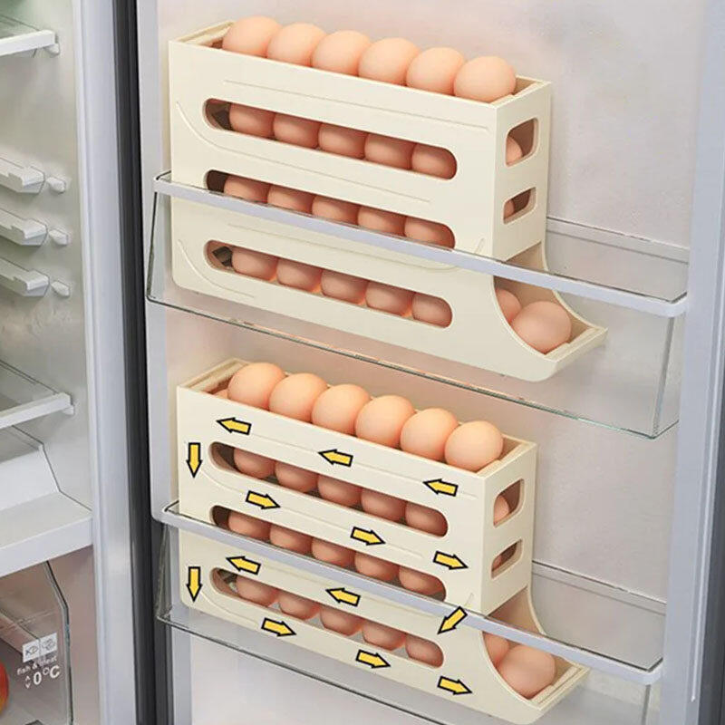 Tự động cuộn giá để trứng chủ lưu trữ vỉ trứng Giỏ hộp đựng thức ăn trứng trường Hợp Chủ tủ lạnh lưu trữ tổ chức