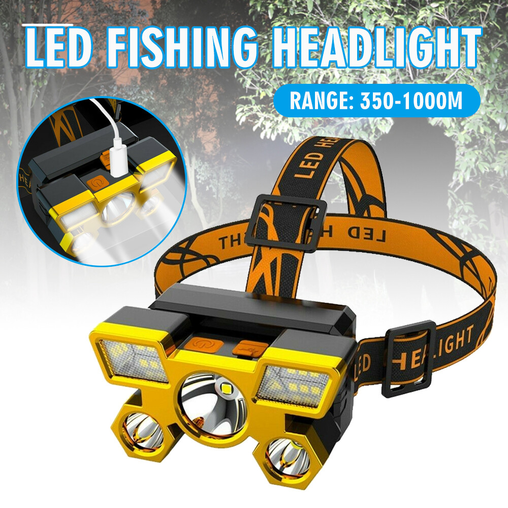 Cuguu 【new hot sale offer】original 5 LEDs ultra light headlight 18650 flashlight built-in USB 4 modes portable flashlight USB lantern lamp flashlight outdoor camping running cycling rechargeable emergency car light