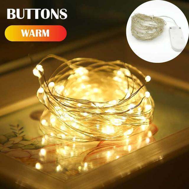5 Colors LED Outdoor Light String Fairy Garland Battery Power Copper ...