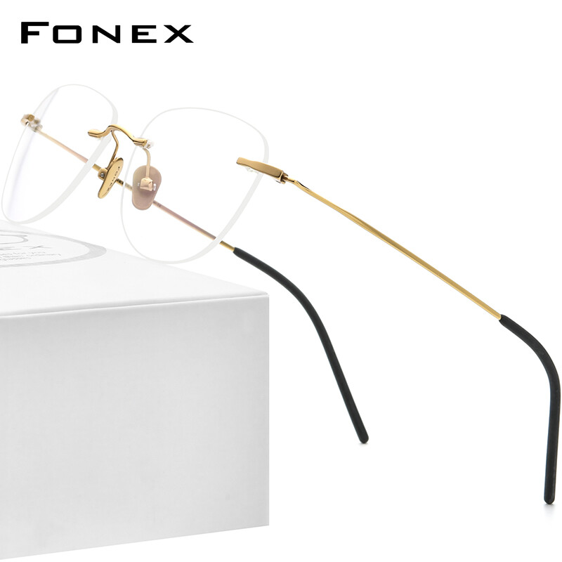 FONEX Rimless Titanium Glasses Men 2021 New Frameless Eyeglasses Frame Women Ultralight Optical Eyewear Korean Japaness Style 855
