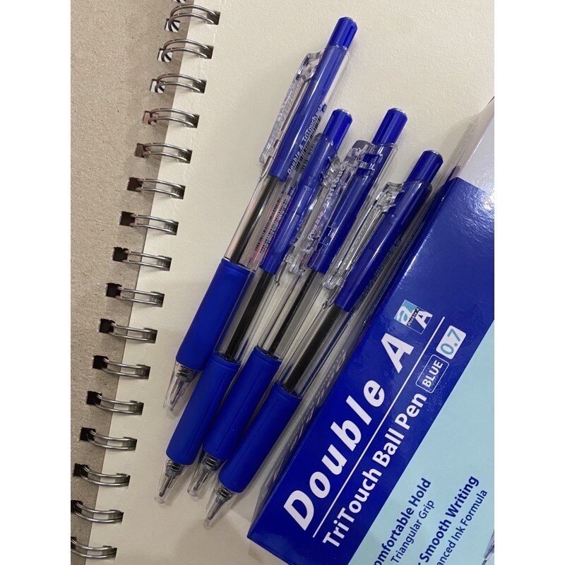 Combo 5 chiêc bút bi bấm 0.7mm double a tri touch xanh