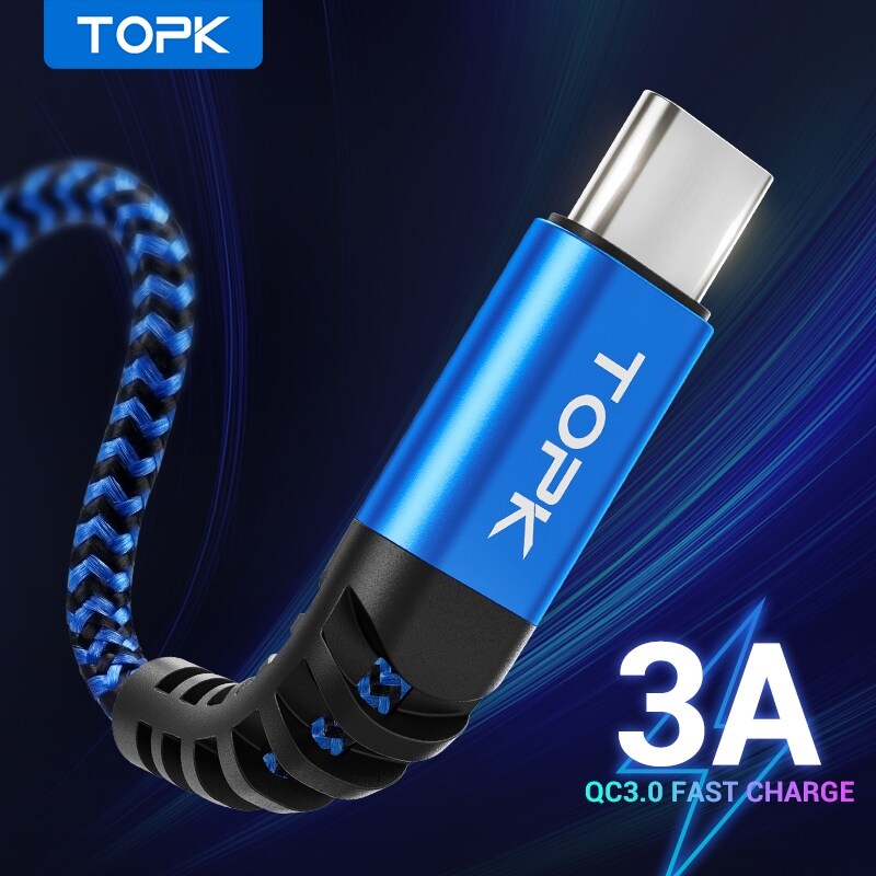 [ELEGANT] TOPK AN24 Micro USB Cable amp; Type C Cable 3A Fast Charging for Samsung Mobile Phone Data Cable Type-C for Xiaomi Redmi Note 8