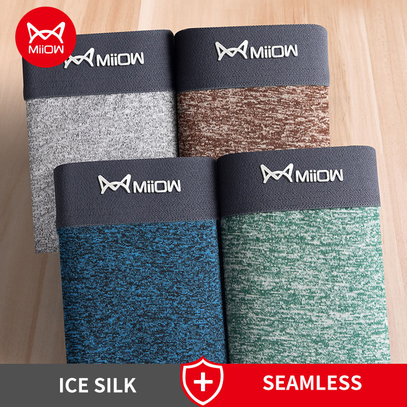 MiiOW 4 cái Quần lót nam kháng khuẩn Quần lót Boxer Quần lót nam thoáng khí Quần lót nam Quần lót nam đầy màu sắc Đồ lót L-3XL