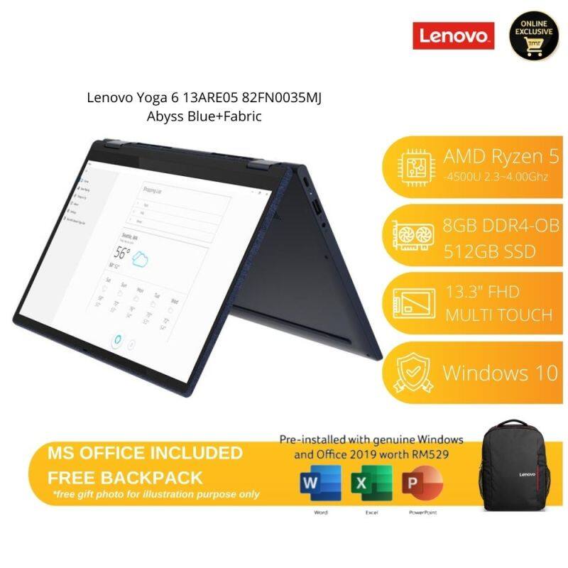 Lenovo Yoga 6 13ARE05 82FN0035MJ Laptop | Ryzen 5-4500U | 8GB-OB 512GB | 13.3FHD Touch DigitalPen | W10 | MS OFFICE+BAG Malaysia