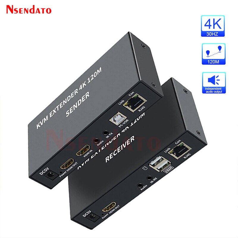 4K HDMI USB KVM Extender 120M over Cat6 KVM Extender HDMI RJ45 Over Lan