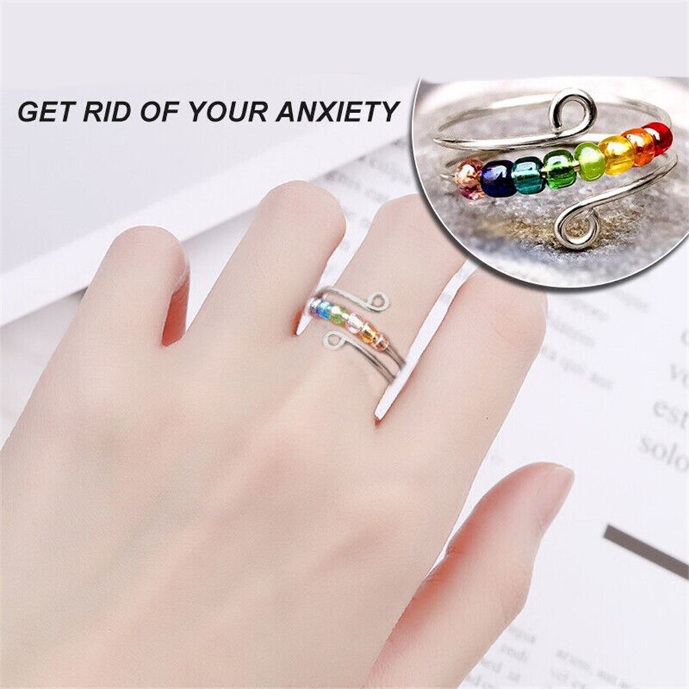 Ring Rainbow To My Daughter Beads Rotatable Fidget Ring Opening Ring