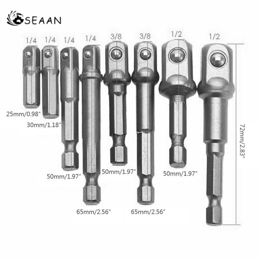 Bộ Chuyển Đổi Ổ Cắm Khoan 8 Cái Cho Máy Khoan Động Lực Với Chuôi Lục Giác Sang Đầu Khoan Hình Vuông Thanh Nối Dài 1/4 "3/8" Bộ 1/2 Mũi