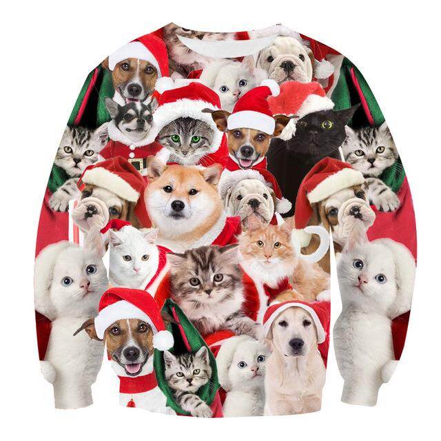 2020 Funny 3D Print Cat Sweater Men Women Ugly Christmas Sweaters Jumpers Tops Holiday Party Pullover Hoodie Sweatshirt 3XL