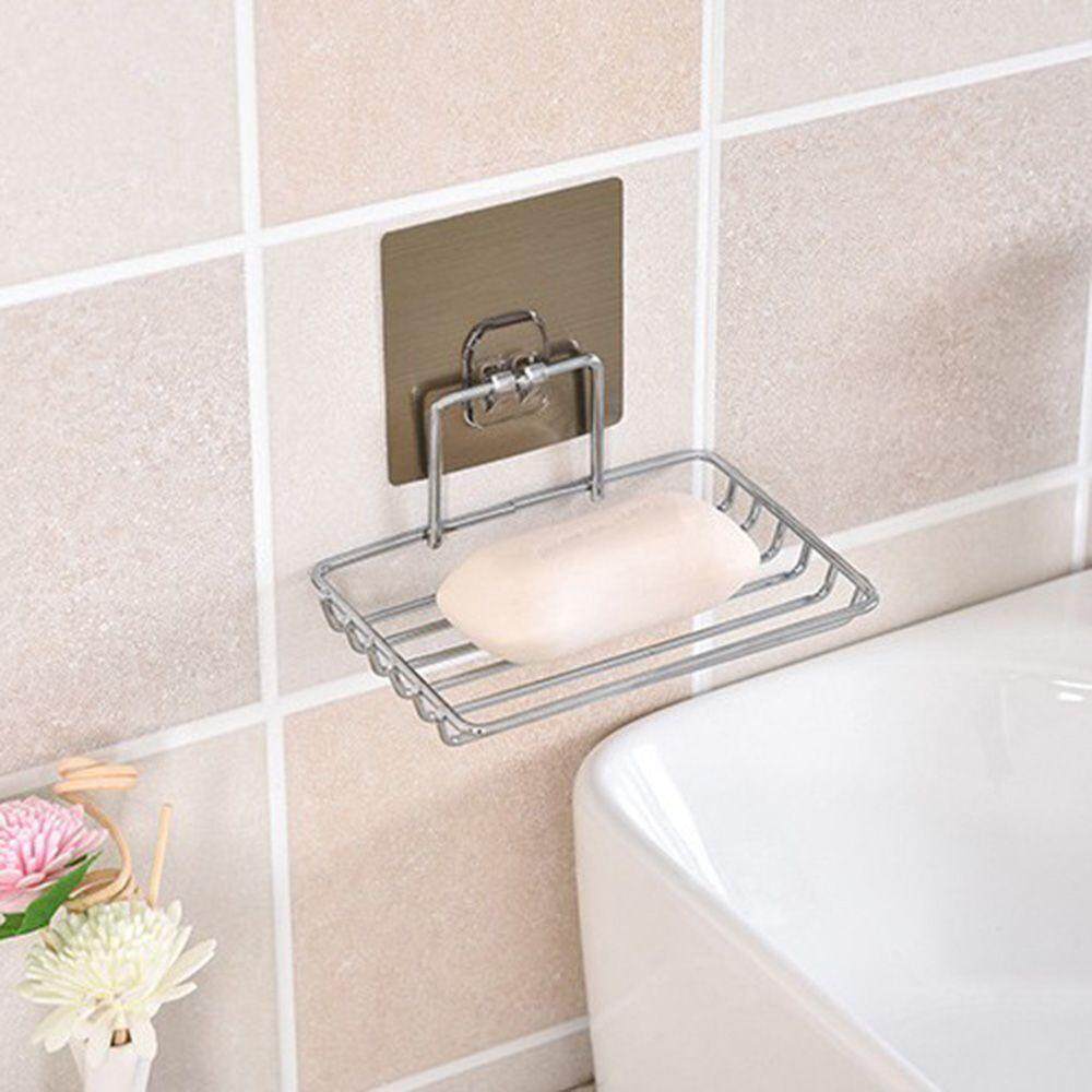 Stainless Steel Suction Cup Soap Dish Wall Holder Basket Bathroom Kitchen Sink