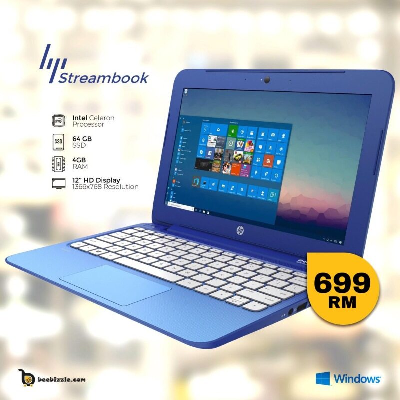 HP STREAM 11 PRO, 4GB Ram, 64GB SSD,12 INCH SCREEN, INTEL PROCESSOR, WINDOWS 10, WEBCAM MICROSOFT OFFICE ,ETC Malaysia