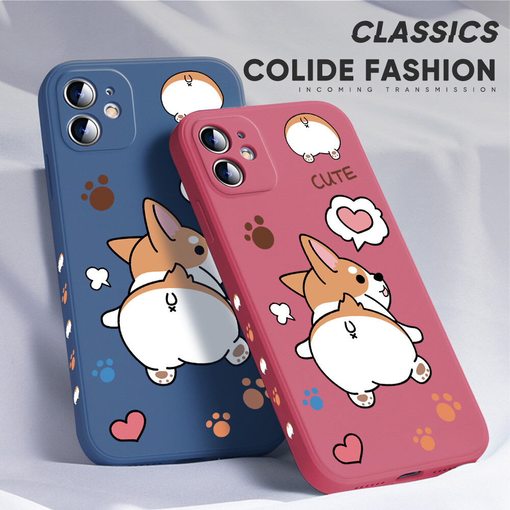 UCUC Phone Case For Samsung Galaxy Note 10 Lite Note 10 Plus+Note10 Case For Boys Design Phone Case Cartoon Corgi Dog Square Edge Pattern Liquid Silicone Casing Full Cover Camera Case
