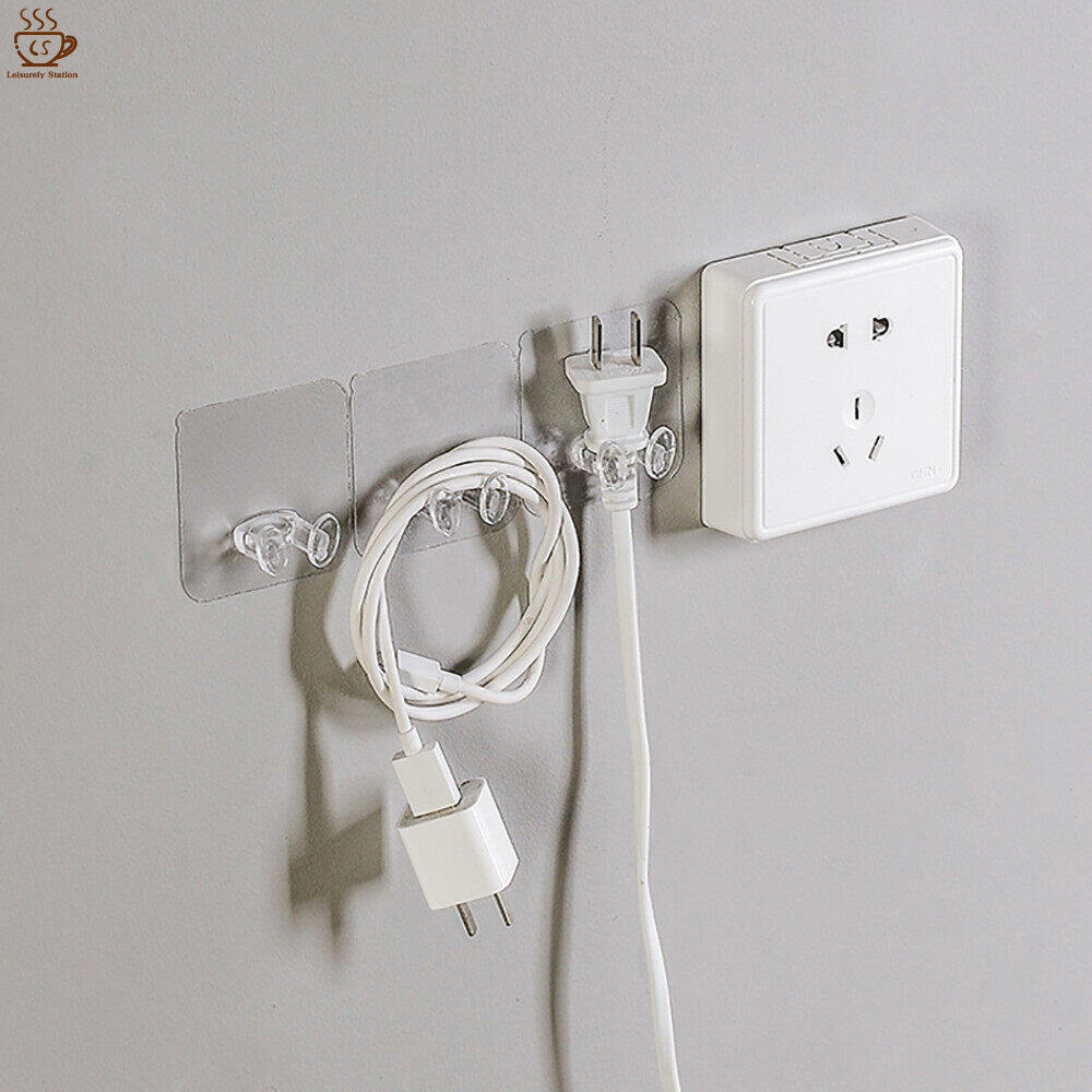 1/5pcs Multifunctional Wall-mounted Storage Hook/USB Cord Power Plug Socket Bracket/cable Storage Box/home Office Super Glue Hanger/high-quality Wall-mounted Self-adhesive Hook