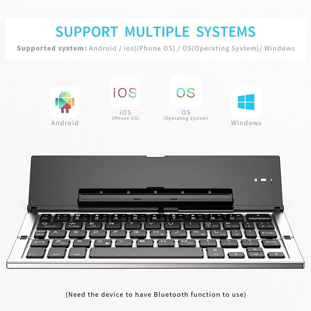 JOMAA Folding Bluetooth Keyboard Foldable Bluetooth wireless Keyboard Folding keyboard Compatible Rechargeable Bluetooth Keyboard wireless Keyboard, Ultra-thin Portable Gaming Keyboard, For PC / Mac / Laptop / Business Office and Home helper