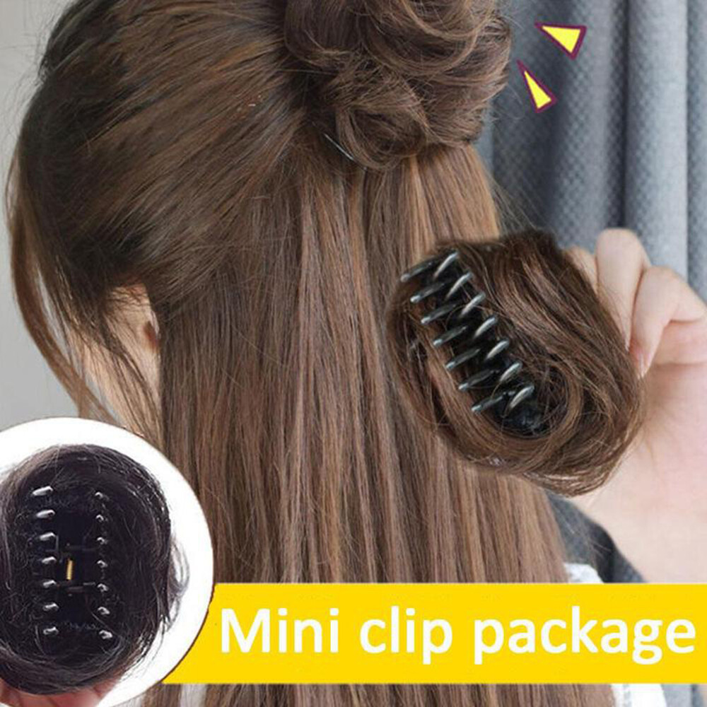 Natural Black Brown Curly Donut Roller Bun Synthetic Hair Clip-on Hair Bun Claw Hair Bun Hair Extensions Wig Hairpiece
