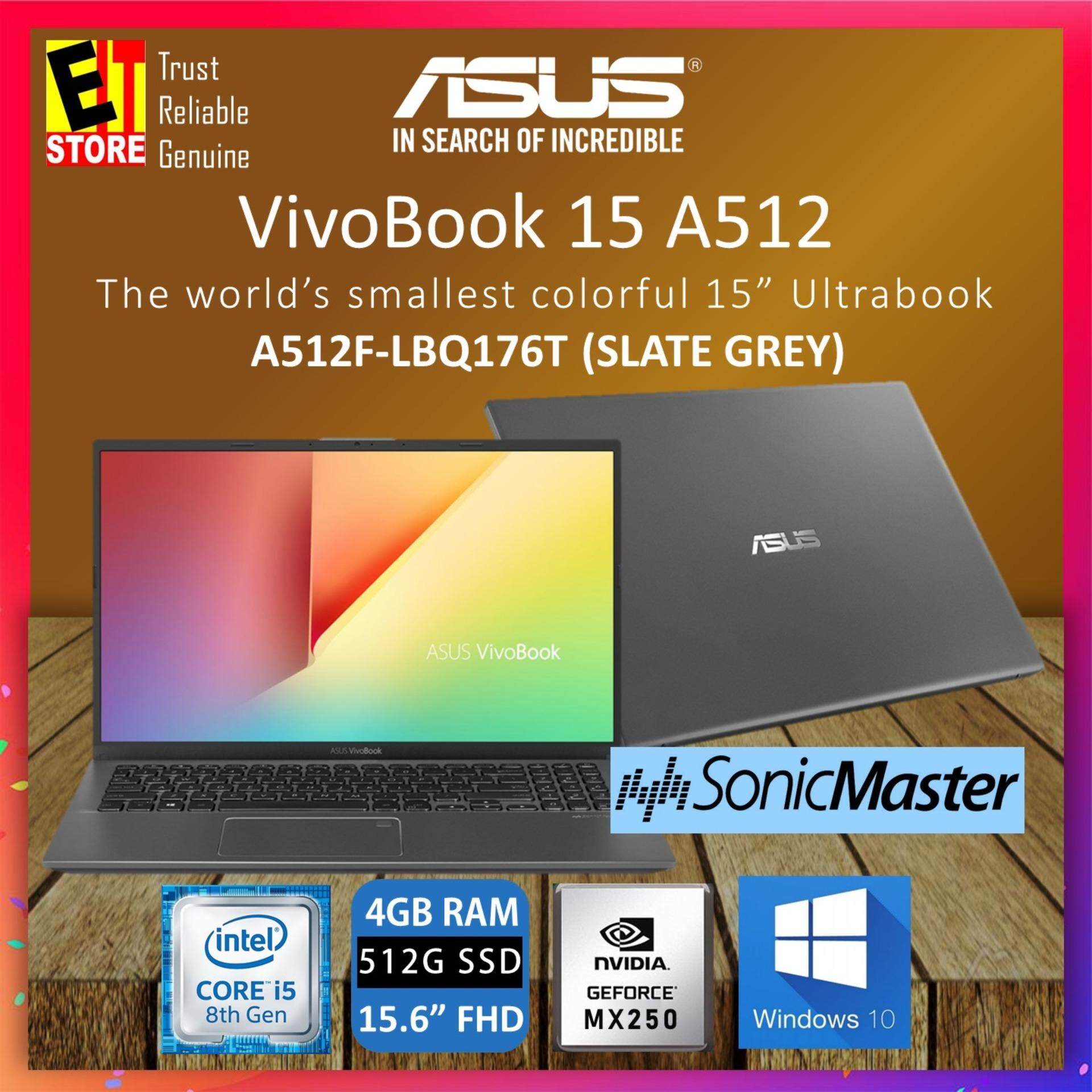ASUS VIVOBOOK A512F-LBQ176T SLATE GREY (I5-8265U/4GB/512GB SSD/MX250 2GB/15.6FHD/W10/2YRS) + BAG Malaysia