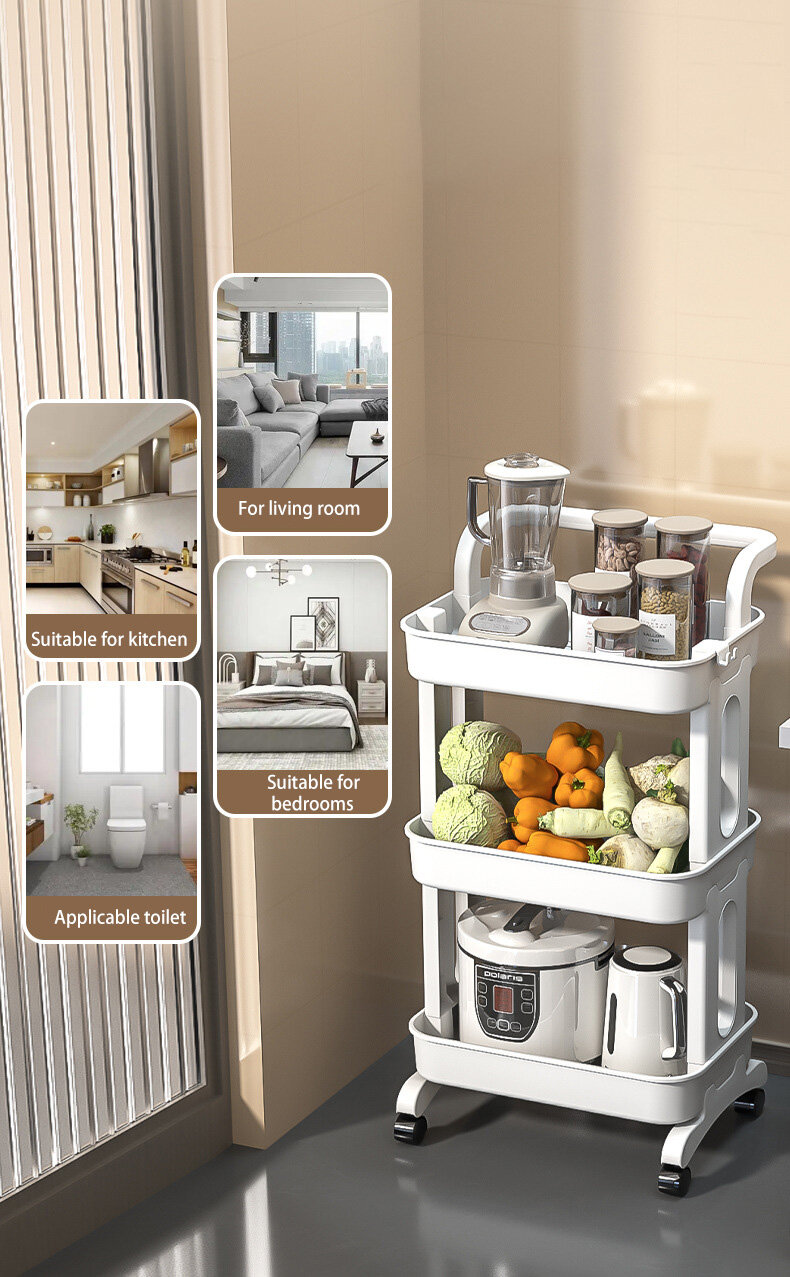 YONUO Trolley rotating rack kitchen bathroom mobile snacks bathroom multi-storey bedroom bedside storage storage rack